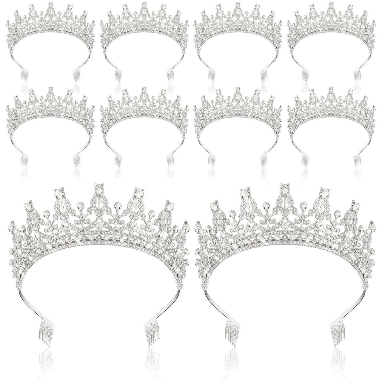 10 Pieces Crown Tiara for Women Crystal Headband with Comb Princess Rhinestone Queen Crown Bridal Hair Accessories Jewelry